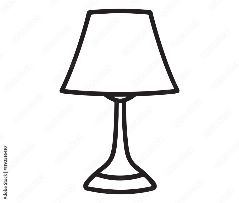 Fototapeta premium Lamp isolated on white background, Silhouette table lamp icon