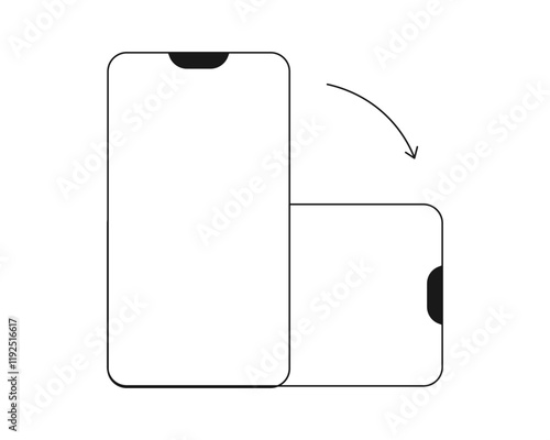 Rotate Mobile Phone icon, rotation symbol with arrows set. Turn device, screen. Ui button, web or app. Vertical or horisontal, phone screen