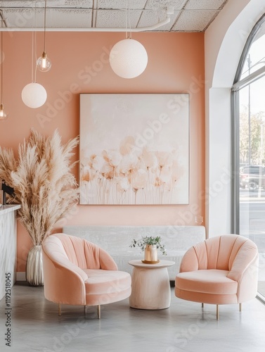Elegant Peach Room Interior...