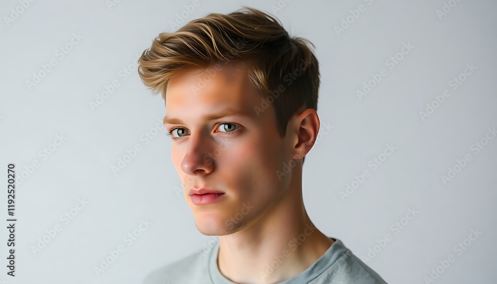 Portrait of young Danish European man on white studio background Portrait of young Danish European man on white studio background