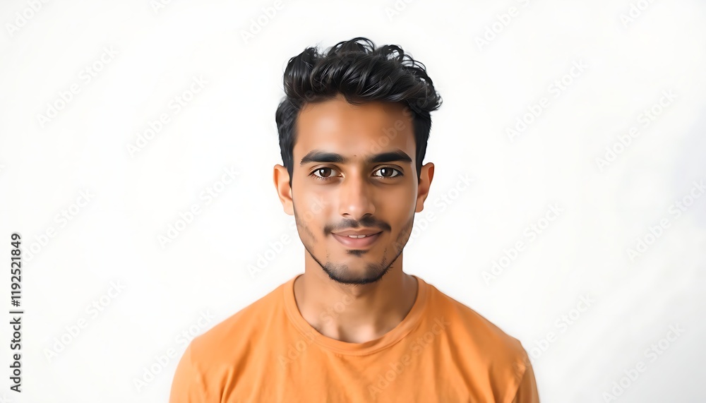 Fototapeta premium Portrait of young Indian man on white studio background