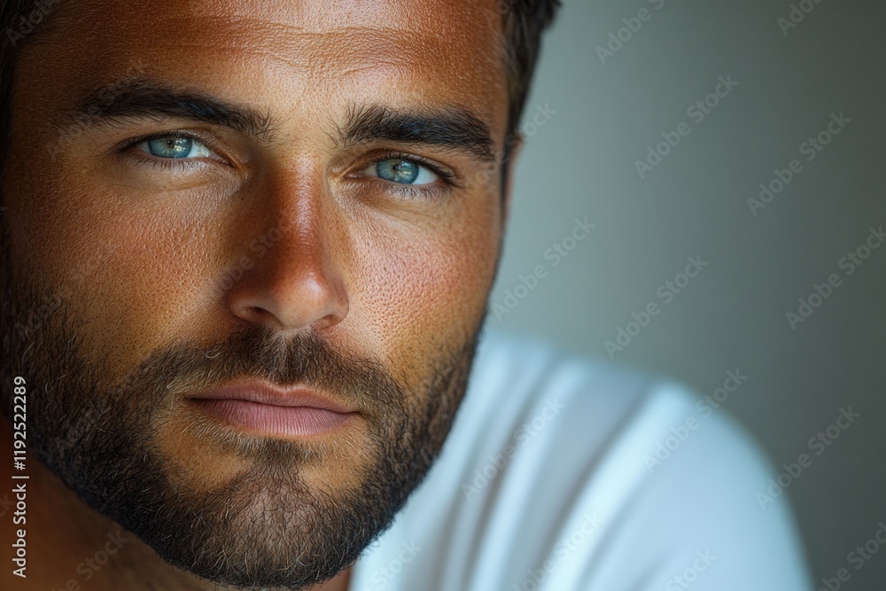 Obraz premium A close-up shot of a man's face with a long beard