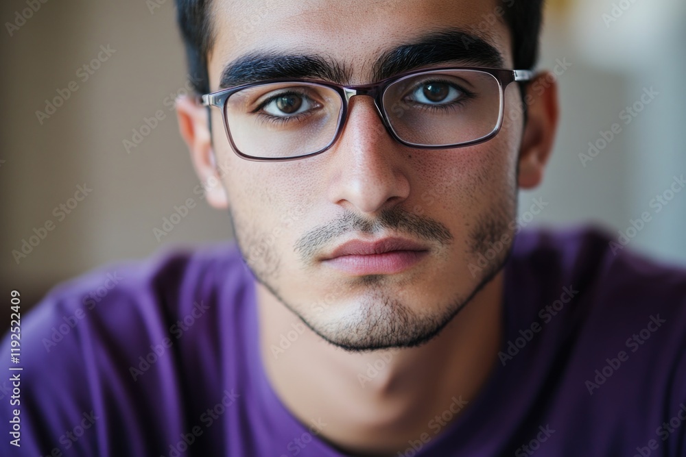 A close-up shot of a person wearing glasses, highlighting the details of their eyes and facial features A close-up shot of a person wearing glasses, highlighting the details of their eyes and facial features