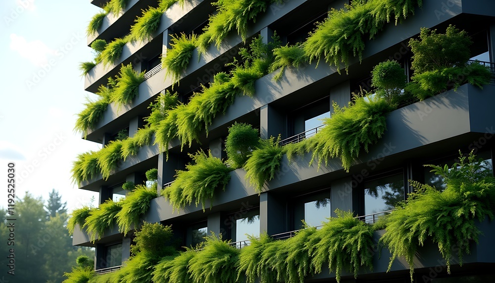A modern apartment building with environmentally friendly green wall A modern apartment building with environmentally friendly green wall