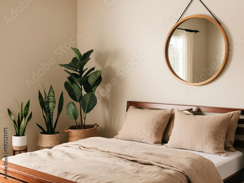 interior with mirror of a bedroom