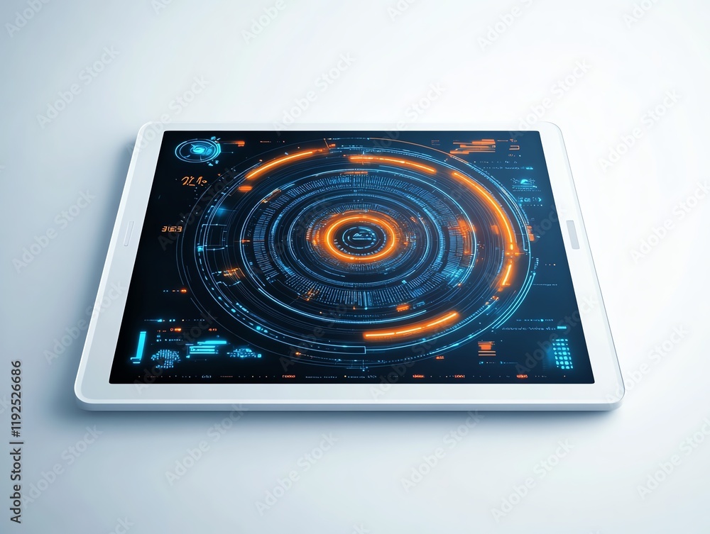 A digital control panel, minimalistic design, interactive touchsensitive elements, cyan and orange, isolated on white background A digital control panel, minimalistic design, interactive touchsensitive elements, cyan and orange, isolated on white background