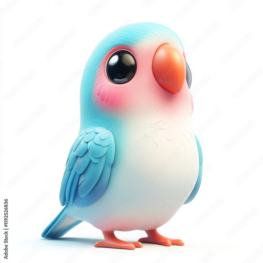 Cute lovebird character with vibrant colors and big eyes Cute lovebird character with vibrant colors and big eyes