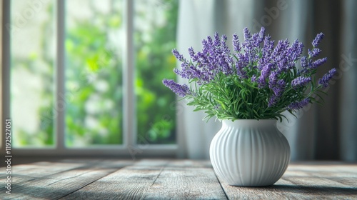 Wallpaper Mural Lavender bouquet in white vase near window Torontodigital.ca