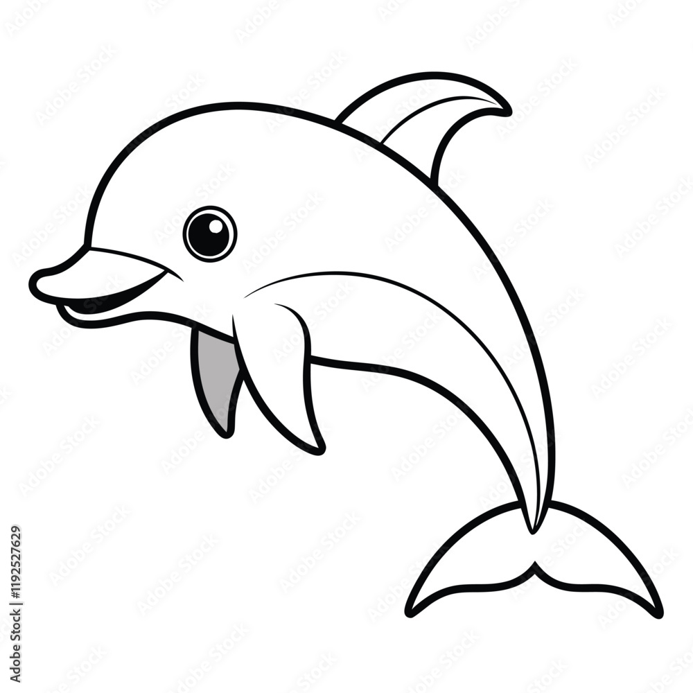 Obraz premium cute dolphin vector design for coloring book 