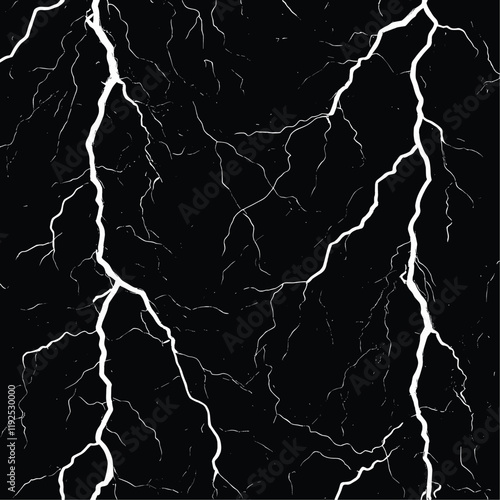 Black and white pattern of white lightning bolts.
