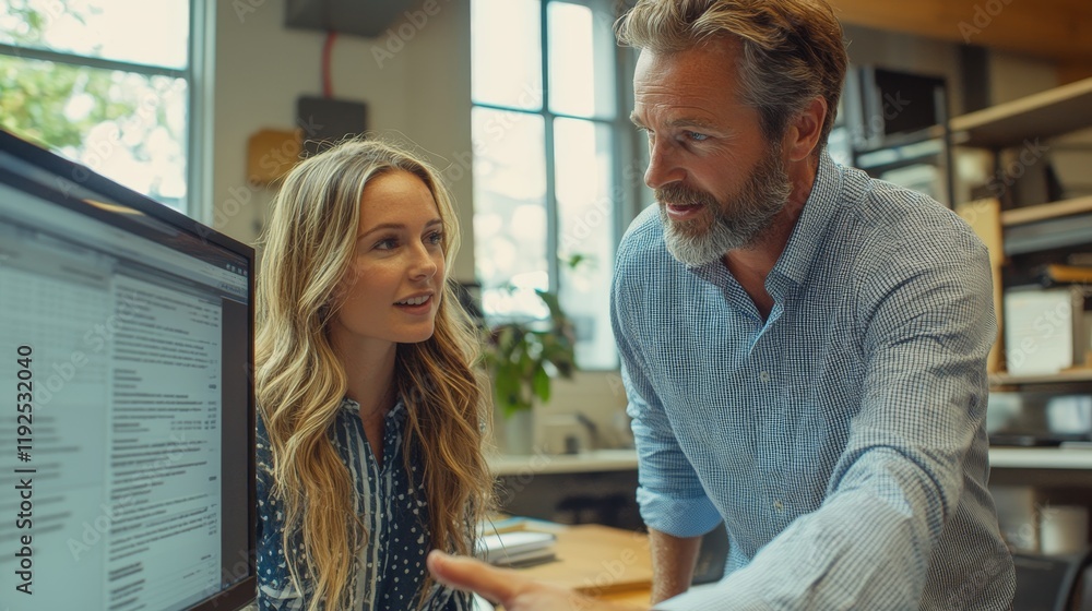 Obraz premium Collaborative business meeting professionals discussing ideas in modern office environment