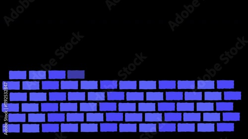 Brick wall construction. Bricks installing, building wall. Concept of construction, protection, craftsmanship and module structure.