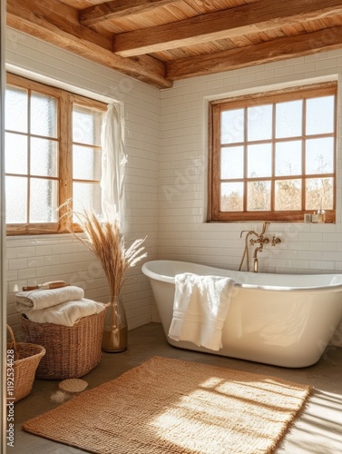 Rustic Bathroom Featuring F...