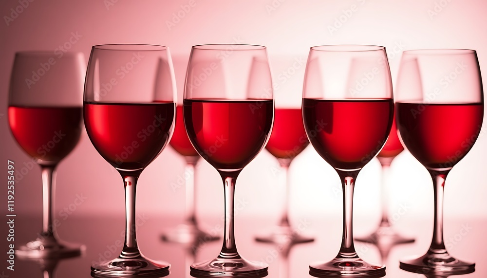 Glasses of red wine on a table