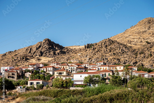 Schilderij op canvas View of the village of Thanos at the Greek island of Lemnos in the Northern Aegean Sea