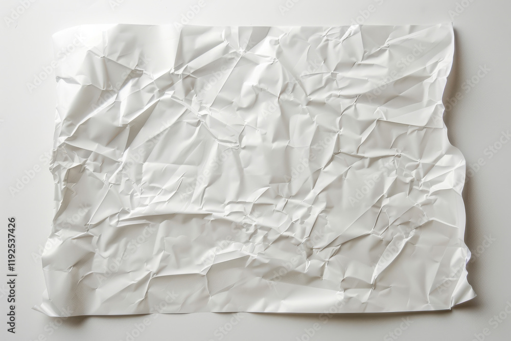 Obraz premium close up horizontal image of a white blank wrinkled paper sheet, mockup space