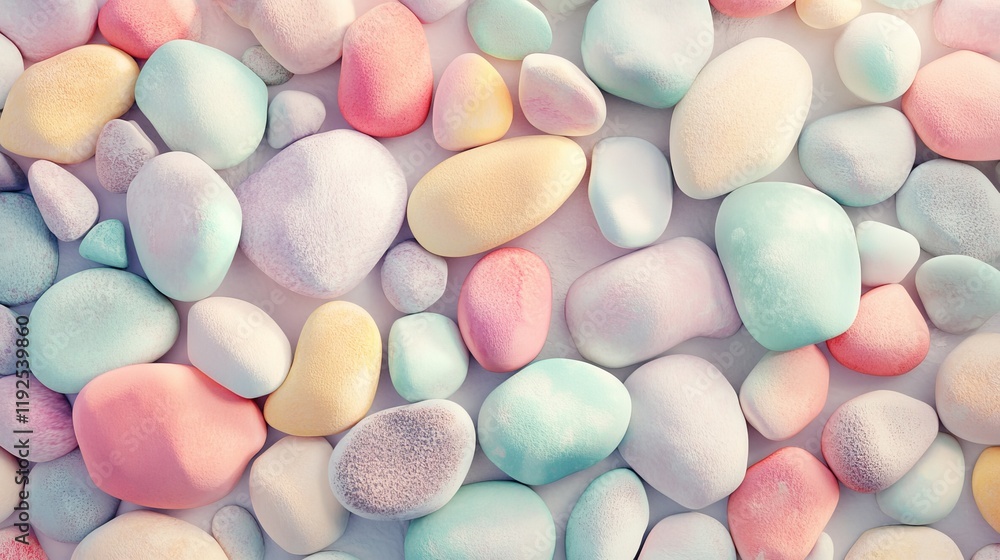 Pastel-colored smooth stones in a serene arrangement Pastel-colored smooth stones in a serene arrangement