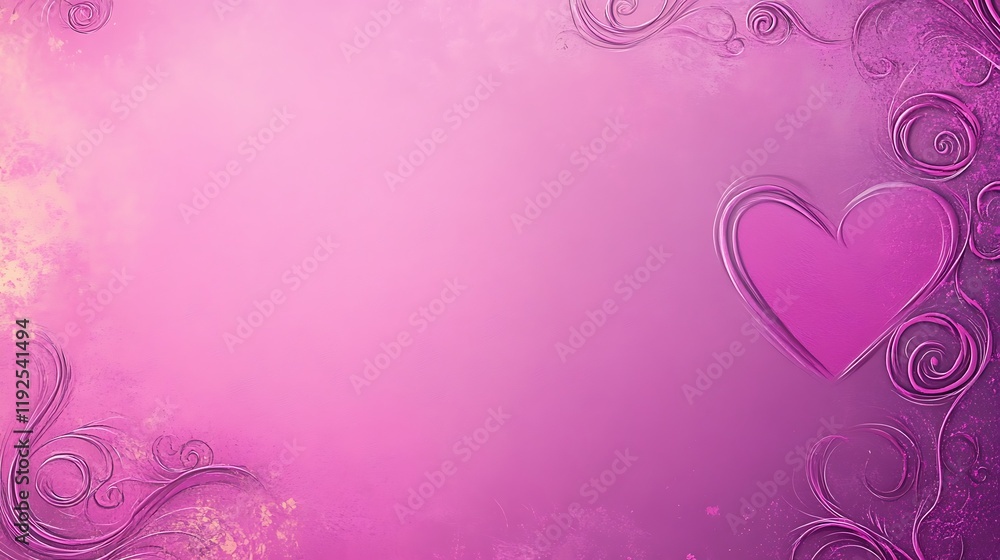 Pink Heart Background With Swirling Designs