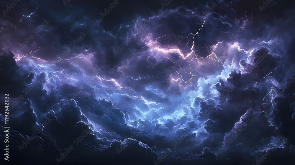 Dramatic Storm Clouds Illuminated By Frequent Lightning Strikes Dramatic Storm Clouds Illuminated By Frequent Lightning Strikes