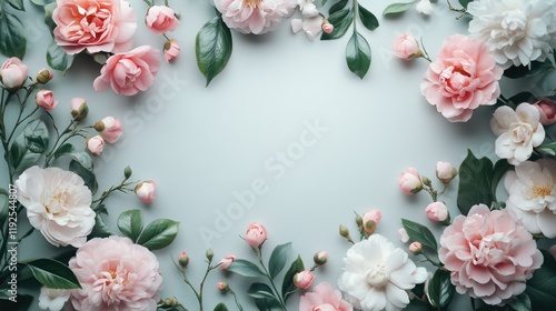 "Blush Elegance: A Camellia Corner Frame"