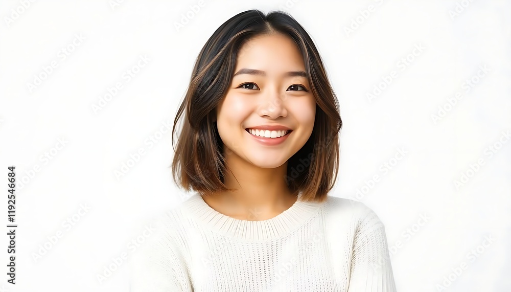 Portrait of young Asian woman on white studio background Portrait of young Asian woman on white studio background