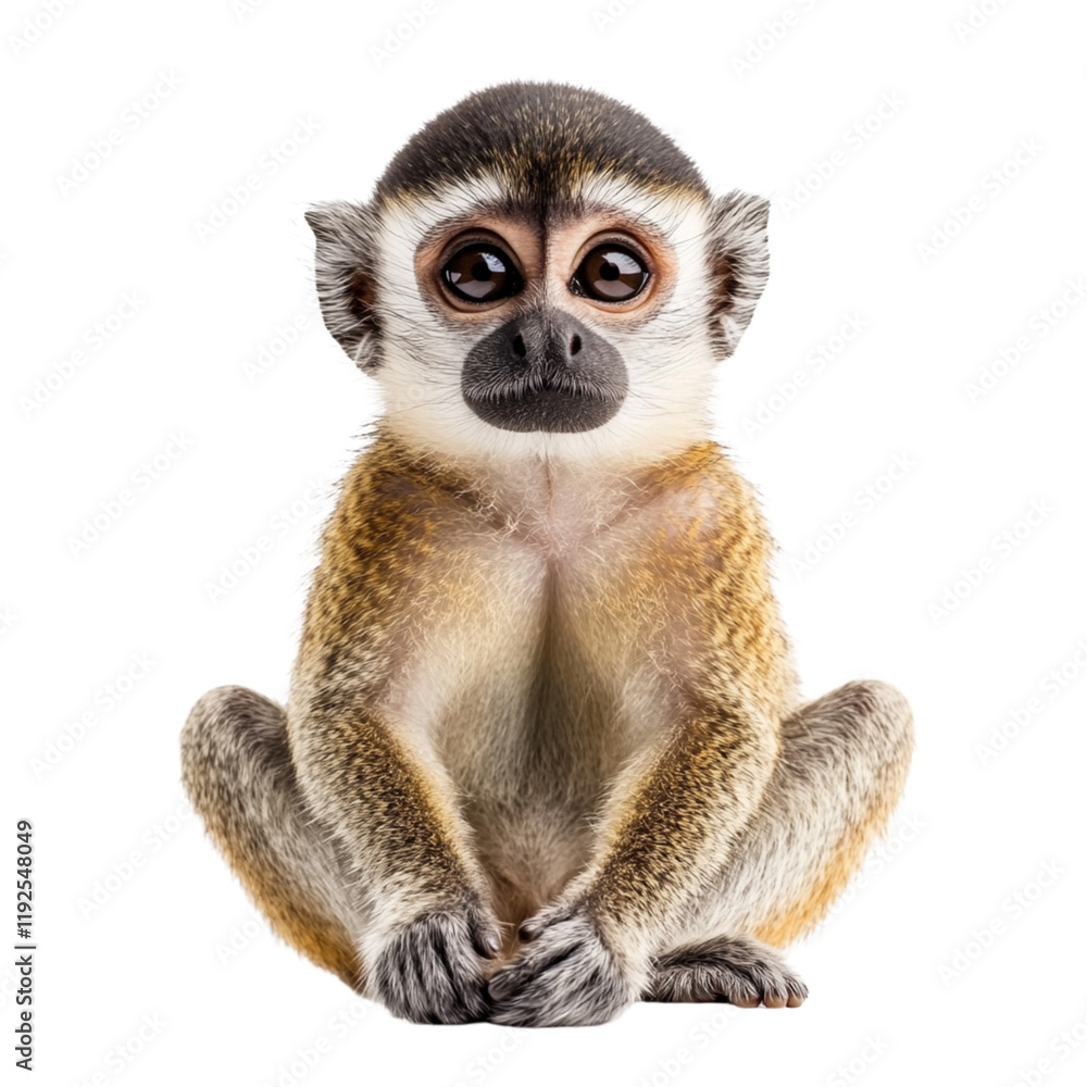 Fototapeta premium Cute monkey sitting with big eyes and soft fur