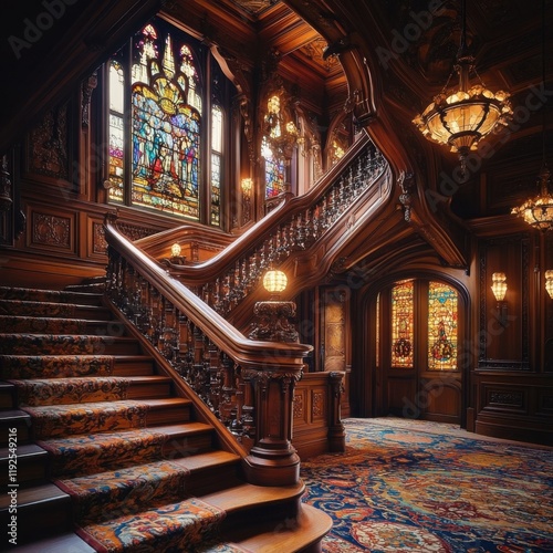 Elegant Staircase in Historic Mansion Interior