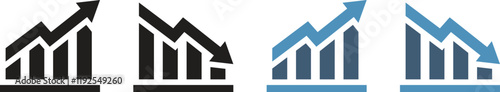 Up and down chart vector icon symbol with silhouette style. Growth and decrease icon in business and others. Vector illustration