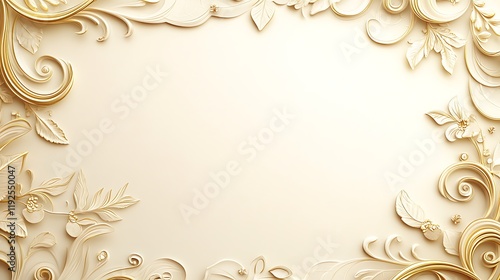 Elegant Beige and Gold Floral Frame Design