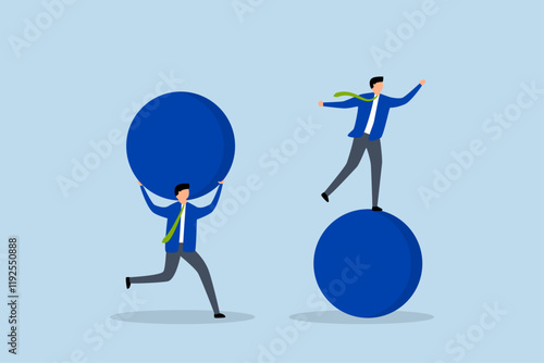 Work smarter not harder, entrepreneur sprints swiftly on globe with ease to succeed.