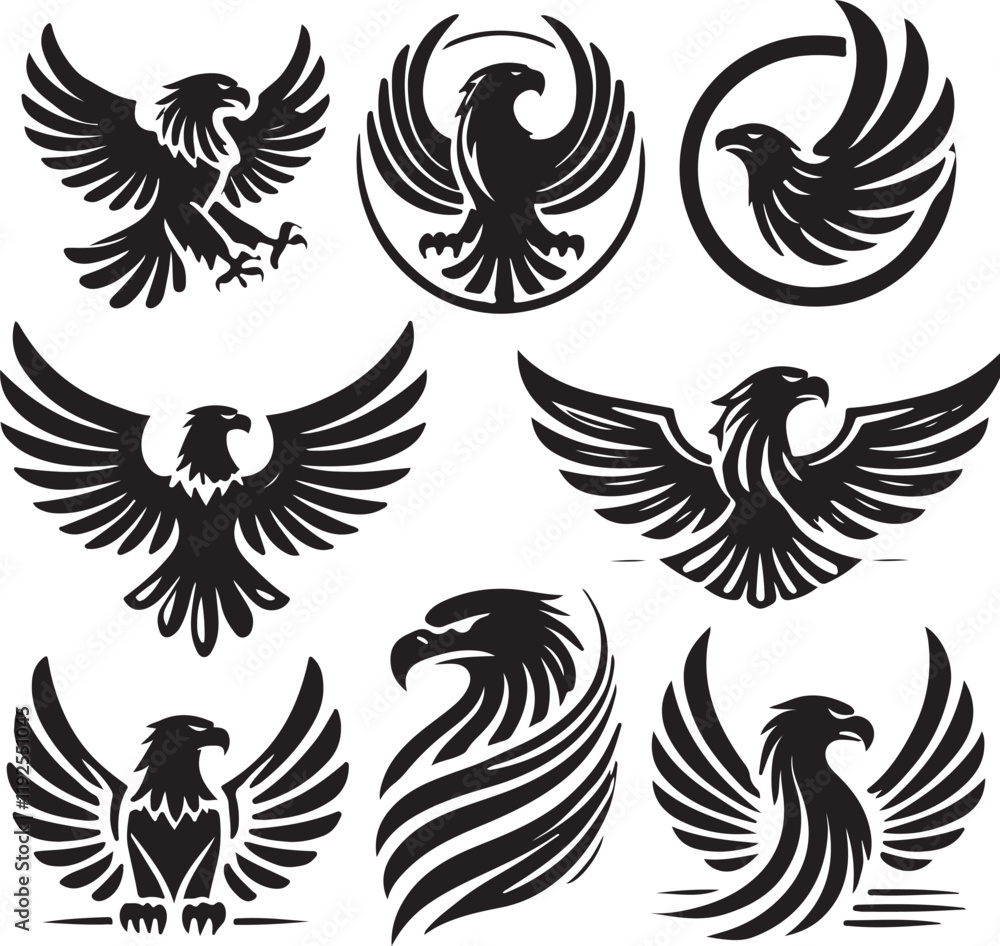 Naklejka premium set of bird wings silhouette