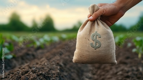 Investment in farming with a money bag illustration. photo