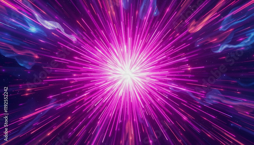 Deep space massive energy burst, star explosion, Colored gel lighting, with white tones