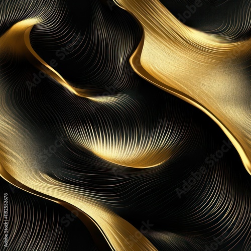 Wallpaper Mural Seamless abstract waves gold and black decor pattern Torontodigital.ca