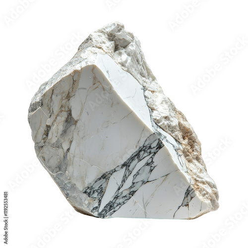 Elegant White Marble Rock with Striking Black Veins and Texture Detail