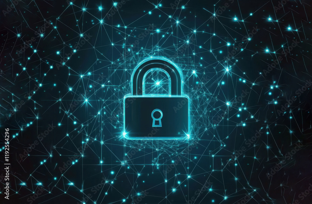 Digital Lock in Futuristic Cybersecurity Design Digital Lock in Futuristic Cybersecurity Design