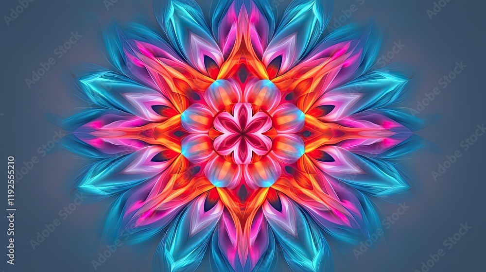 Minimal symmetry idea. Vibrant abstract mandala design showcasing intricate patterns and radiant colors. Minimal symmetry idea. Vibrant abstract mandala design showcasing intricate patterns and radiant colors.