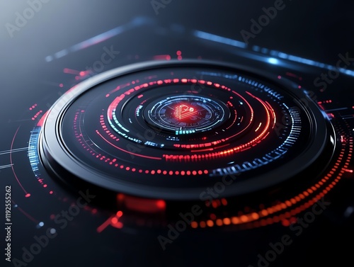 Wallpaper Mural Holographic virtual interface, neon glowing elements, scifi design, 3D illustration Torontodigital.ca