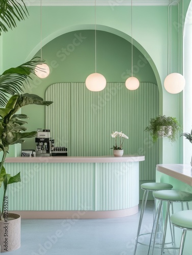 Mint Green Cafe Interior De...
