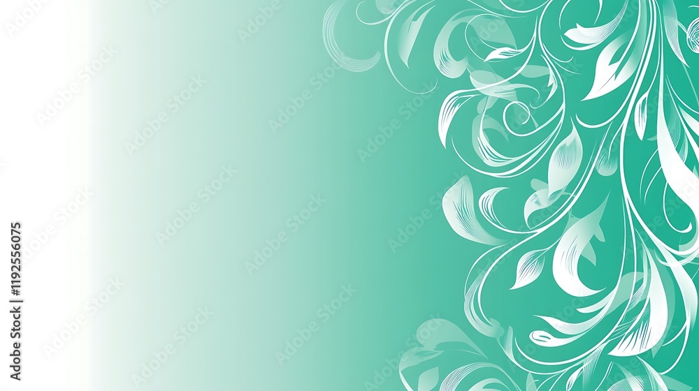 Elegant Teal Background With White Floral Design Elegant Teal Background With White Floral Design