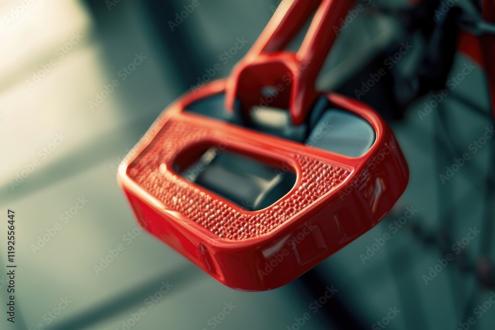 A close-up shot of a bright red bicycle handle with a metallic sheen A close-up shot of a bright red bicycle handle with a metallic sheen