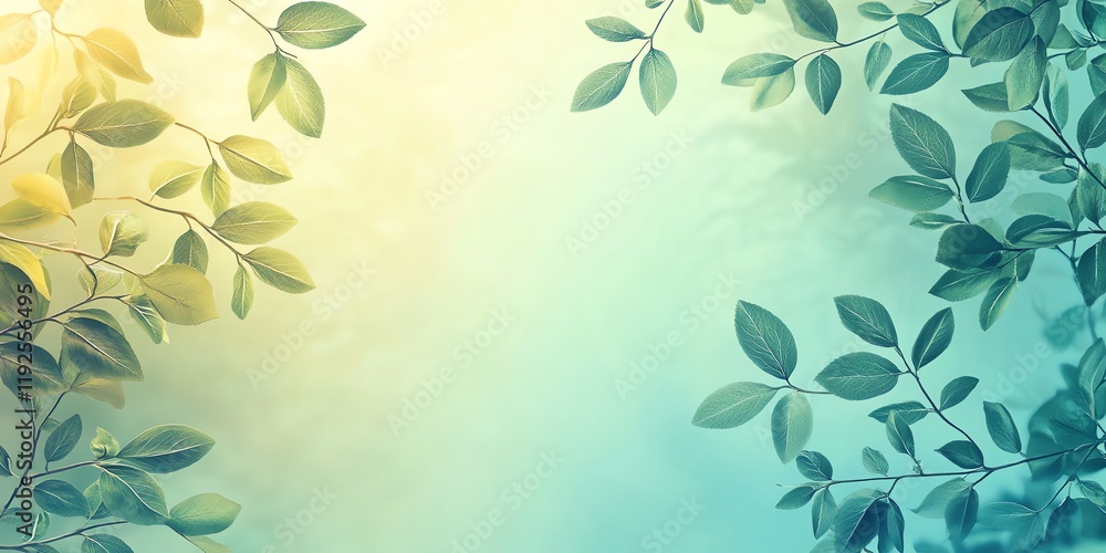 Serene Green Leaves: A Soft, Dreamy Botanical Illustration Serene Green Leaves: A Soft, Dreamy Botanical Illustration
