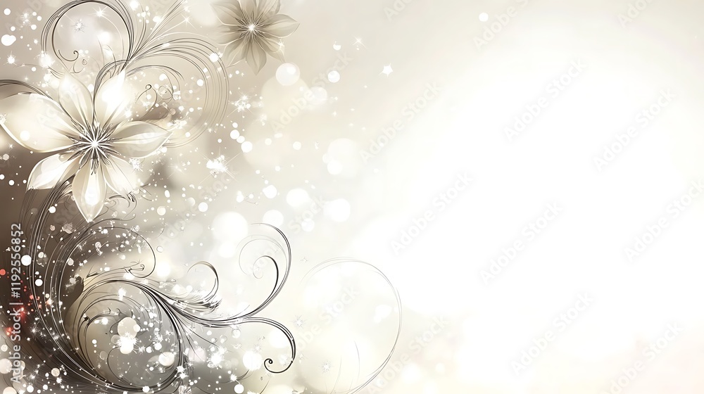 Elegant Silver Flowers with Swirling Design and Soft Background Elegant Silver Flowers with Swirling Design and Soft Background