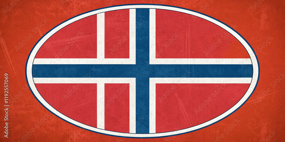 Fototapeta premium Norway: A Circular Design with a Red Background and Cross Symbolizing National Identity