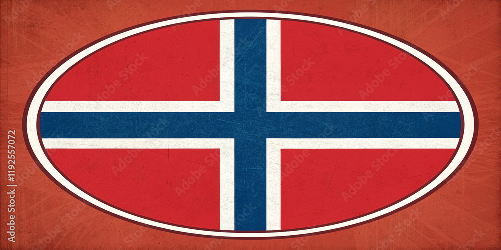 Fototapeta premium Norway: A Circular Design with a Red Background and Cross Symbolizing National Identity
