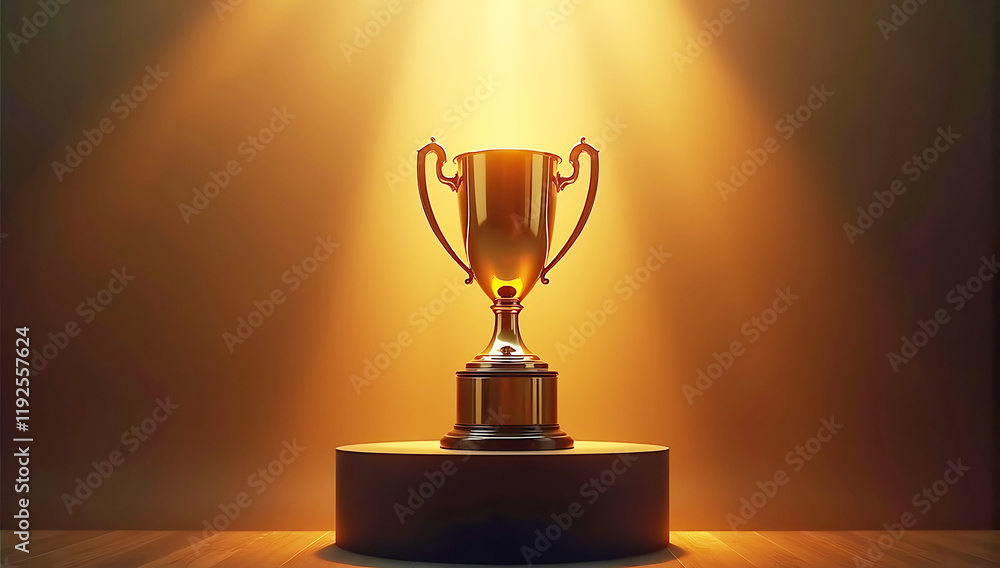 A glowing gold trophy placed against a dark background, symbolizing success, achievement, and excellence, perfect for awards, recognition, and celebration concepts A glowing gold trophy placed against a dark background, symbolizing success, achievement, and excellence, perfect for awards, recognition, and celebration concepts