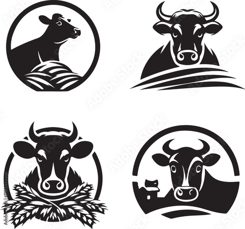 set of cow icons