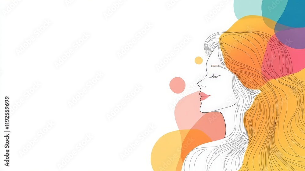 Abstract illustration of two women facing each other with colorful overlapping shapes, symbolizing connection, dialogue, and unity in diversity Abstract illustration of two women facing each other with colorful overlapping shapes, symbolizing connection, dialogue, and unity in diversity