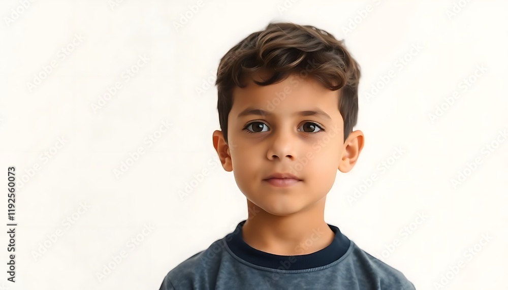 Portrait of a young Syrian Arab boy on white studio background Portrait of a young Syrian Arab boy on white studio background
