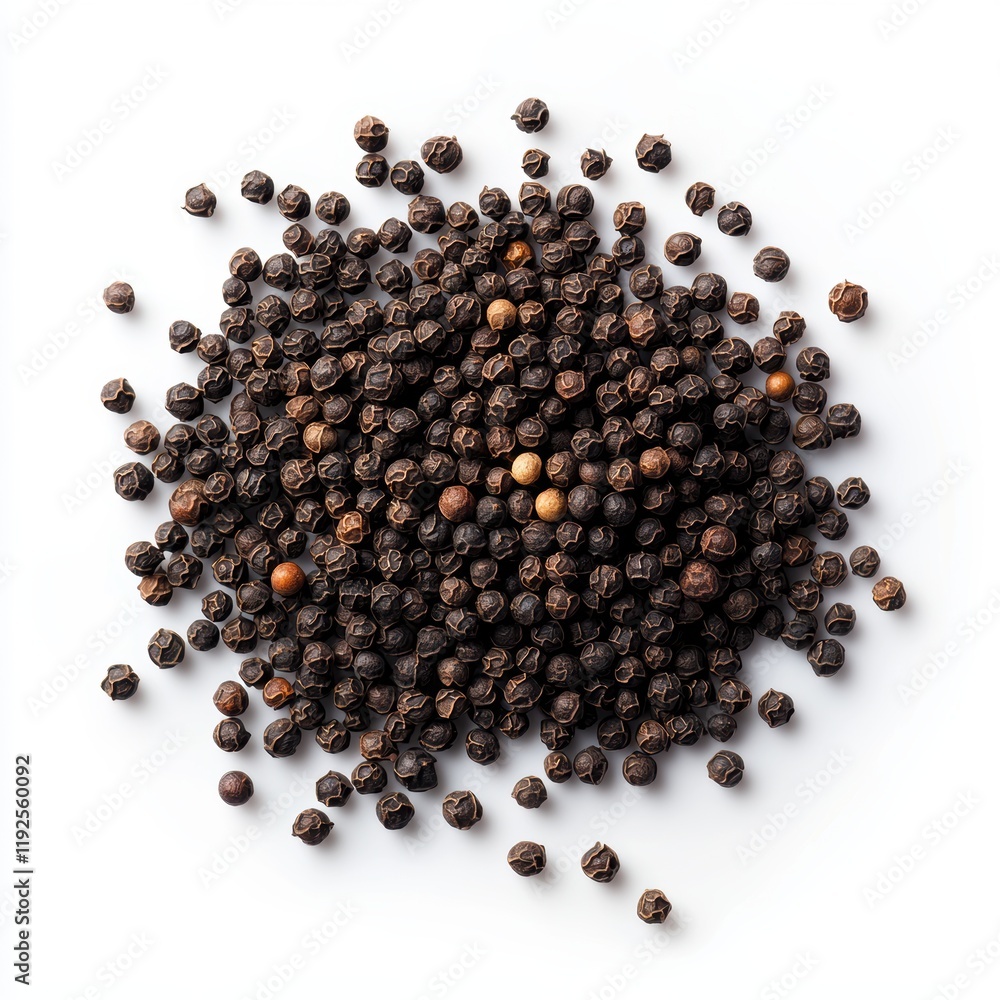 Freshly Ground Black Pepper Spices on White Background Freshly Ground Black Pepper Spices on White Background